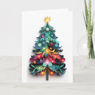 Convite Árvore de Natal de papel cortado