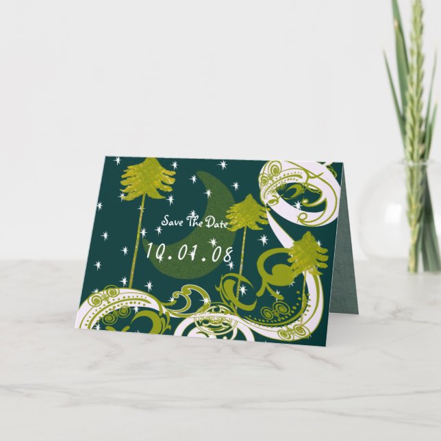 Convite Árvore de pinos verde e azul lacrimogêneo Salve a  (Frente)