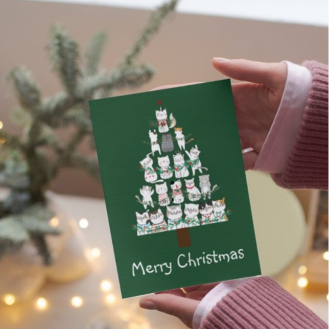 Convite Árvore Engraçado de Gato de Natal (Criador carregado)