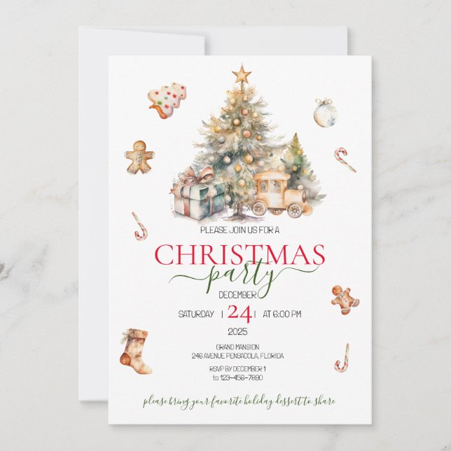 Convite Árvores de Natal Árvores de Feriado (Frente)