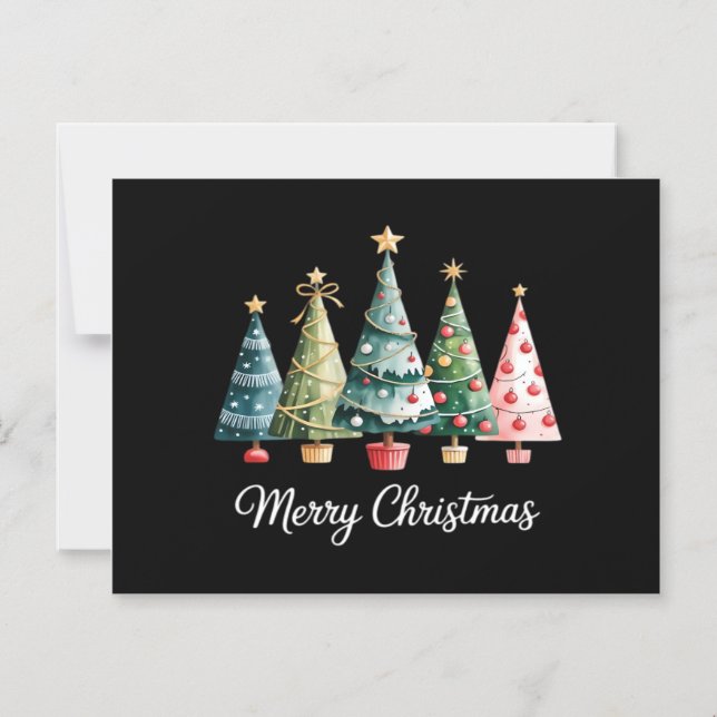 Convite Árvores de Natal Divertidas e Alegres Laço Família (Frente)