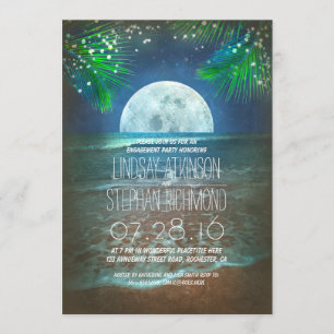 Convite às luzes de Festa de noivado da praia