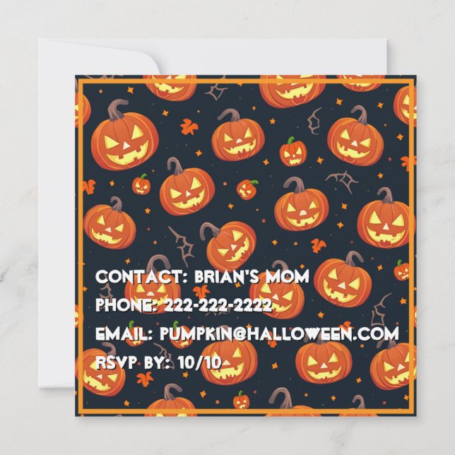Convite Assustador de Halloween – Venha Conosco pa (Verso)