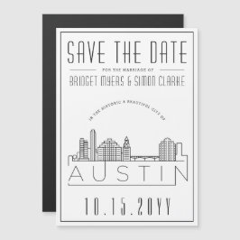 Convite Austin Wedding | Skyline Estilizado Salvar a Data