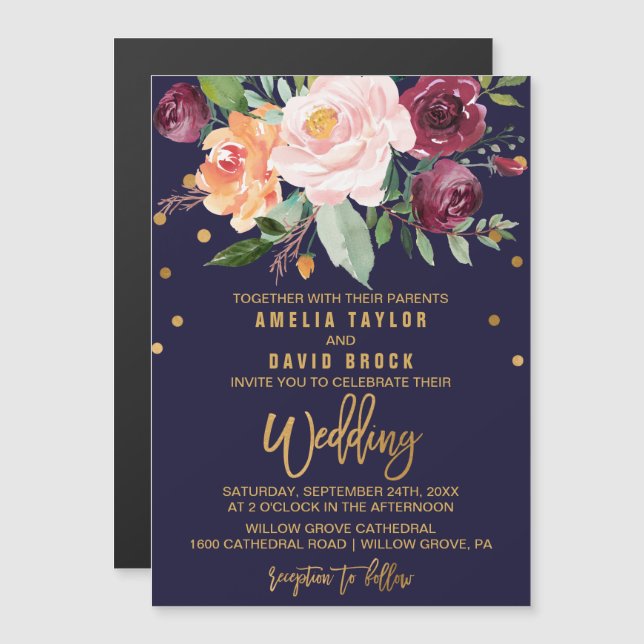Convite Autumn Floral Wedding (Frente/Verso)
