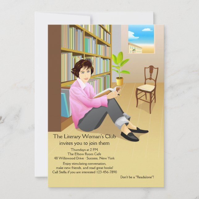 Convite ávido do clube de leitura do leitor (Frente)