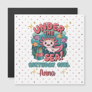 Convite Axolotl embaixo do oceano de gata de aniversário d
