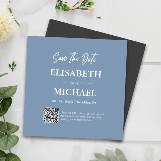 Convite Azul Com Dosagem Mínima Salve A Data Casamento Do  (Magnetic invites stick to any metal, ensuring guests remember your special day with ease.)
