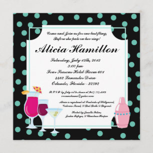 convite azul de Bachelorette dos cocktail 5x5