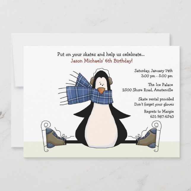 Convite Azul De Festa De Pele De Gelo (Frente)