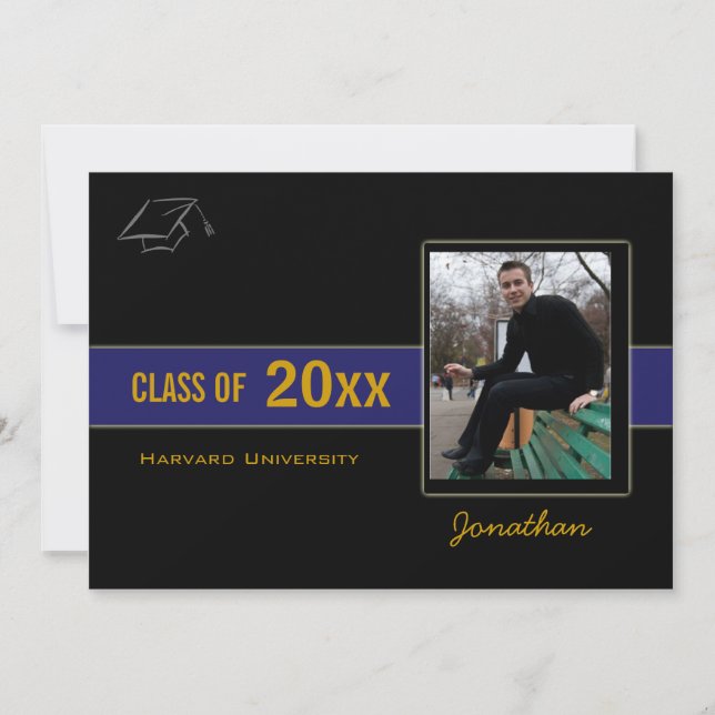 Convite Azul de Fotografia de festa de formatura (Frente)