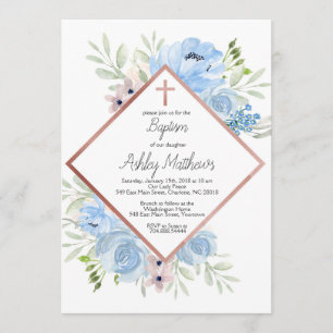 convite azul do baptismo do menino, primeiro