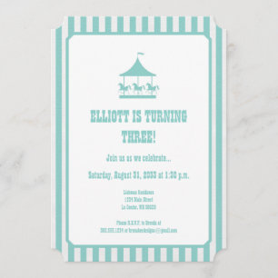 Convite azul do carrossel do Seersucker do Aqua