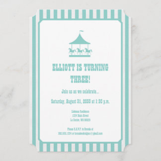 Convite azul do carrossel do Seersucker do Aqua