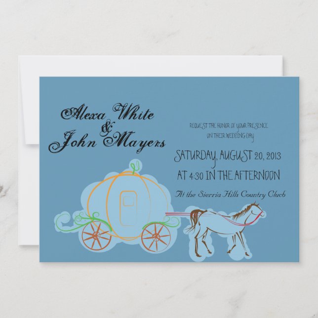 Convite azul do casamento de cinderella (Frente)