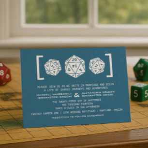 Convite azul do casamento do Gamer dos dados D20