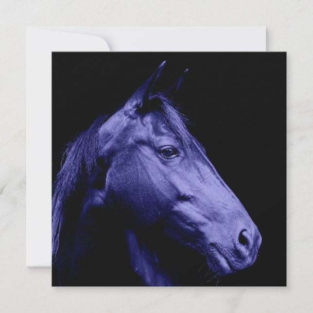 Convite azul do design do cavalo (Frente)