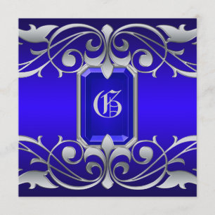 Convite azul do rolo da prata da grã-duquesa jóia