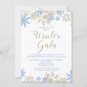 Convite Azul e Dourado do Gala de Inverno