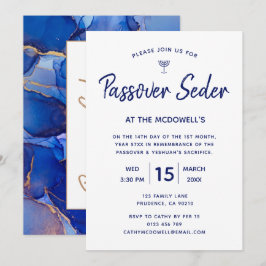 Convite Azul e Dourado Única para Seder de Páscoa