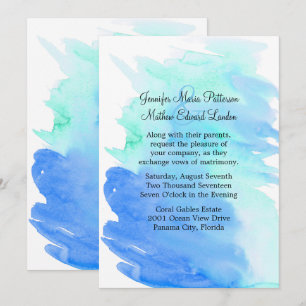Convite azul e verde do casamento da lavagem da
