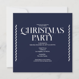 Convite azul elegante vintage para festa de Natal