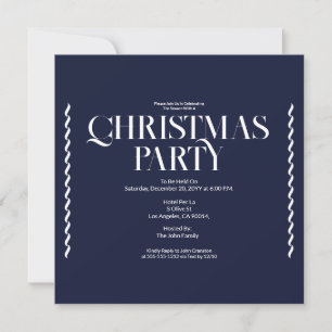 Convite azul elegante vintage para festa de Natal