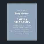 Convite Azul Empoeirado de Chá de fraldas Minimali<br><div class="desc">Convite de Chá de fraldas Minimalista de Orçamento em Azul Dusty</div>