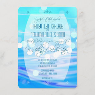 Convite azul moderno da celebração do casamento
