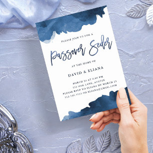 Convite azul moderno de Seder do Passover da