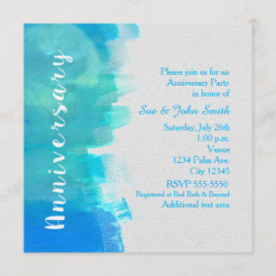 Convite Azul Tropical Aquarela ANIVERSÁRIO
