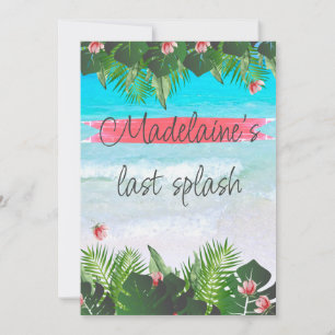Convite Azul Verde Bachelorette Tropical de Praia