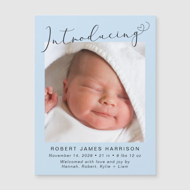 Convite Baby Boy Apresentando o anúncio de nascimento da f (Frente)