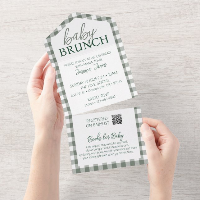 Convite Baby Brunch Verificado - Rasgar para Livro (Aba destacável)