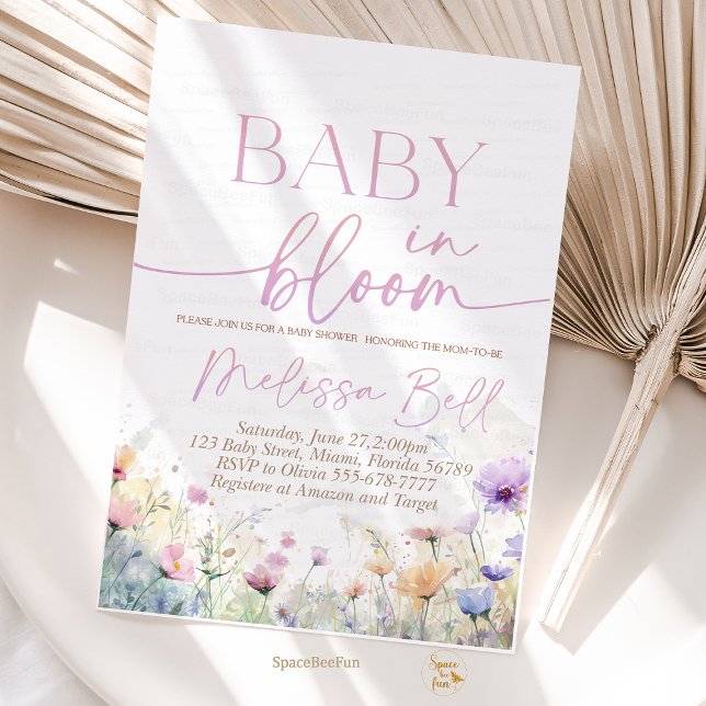 Convite Baby in Bloom, Chá de Bebê de Flores Silve (Baby in Bloom,Invitation,Editable invites,boho Wildflowers,Baby Shower,Flower Invites,Wild Flower In)