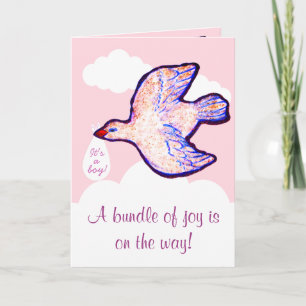 Convite Baby Shower Invitation With Baby Bird On Cloud