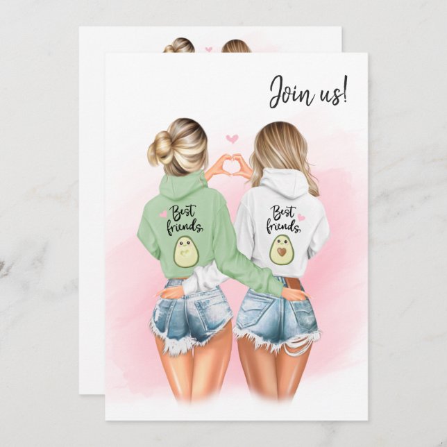 Convite Bachelorette para Melhores Amigos (Frente/Verso)