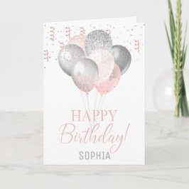 Convite Balões de Blush e Prata Aniversário