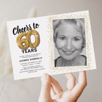 Convite Balões Dourados Aniversário 60 Anos Foto