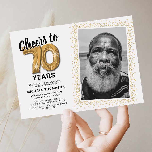 Convite Balões Dourados Aniversário 70 Anos (Criador carregado)