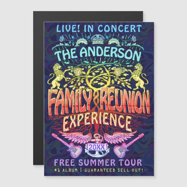 Convite Banda de Reunião da Família Retro 70s Concert Logo (Frente/Verso)