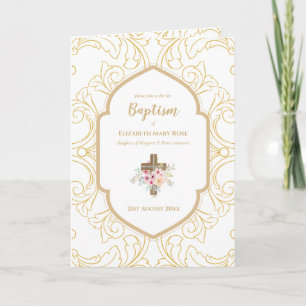 Convite BAPTISM de 4 páginas e Ornamentado DOURAD