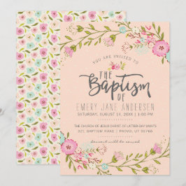 CONVITE BAPTISM LDS | Menina Floral Rosa Elegante