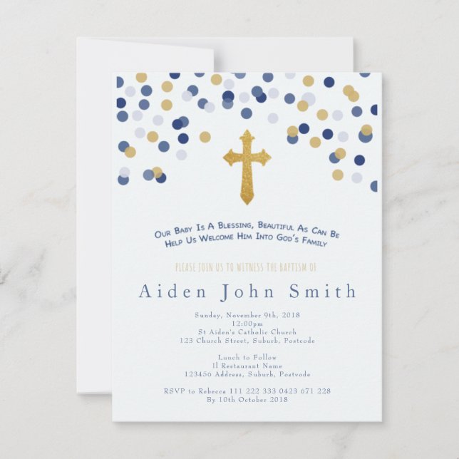 Convite Baptism para Meninos (Frente)