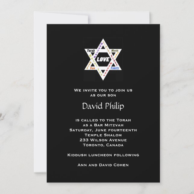 Convite Bar/Bat Mitzvah Valores Judaicos (Frente)