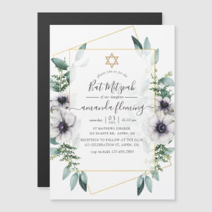 Convite Bar Mitzvah Floral Geométrico de Eucalipto