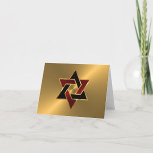 Convite Bar Mitzvah Gold Red Black Star of David