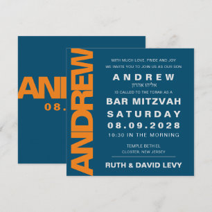 Convite Bar Mitzvah Pontuação Basquetebol Laranja 