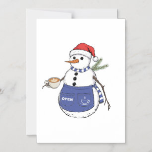 Convite Barista Boneco de Neve Natal 2026 Café de Férias