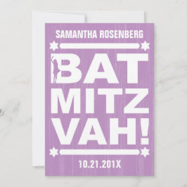 Convite Bat Mitzvah Big Type em Roxo